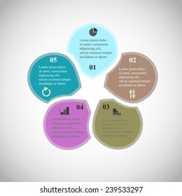 Vector circle infographic. Template for diagram, graph, presentation and chart. Business concept with 5 options, parts, steps or processes. Abstract background. 