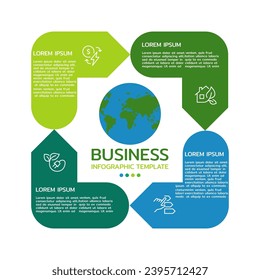 Vector circle infographic. Template for diagram, graph, presentation and chart. Save world concept with 4 options, parts, steps or processes. Abstract background.
