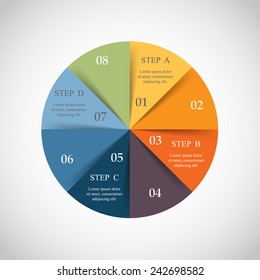 Vector circle infographic. Template for diagram, graph, presentation and chart. Business concept with 8 options, parts, steps or processes. Abstract background. 