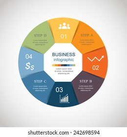 Vector circle infographic. Template for diagram, graph, presentation and chart. Business concept with 4 options, parts, steps or processes. Abstract background. 