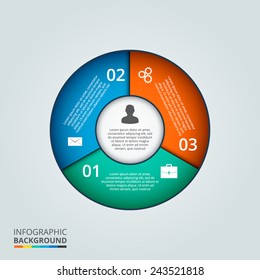 Vector circle infographic. Template for diagram, graph, presentation and chart. Business concept with three options, parts, steps or processes.