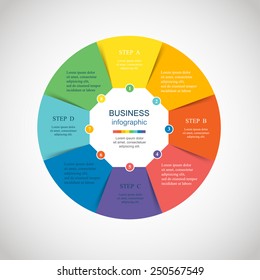 Infografía del círculo vectorial. Plantilla para diagrama, gráfico, presentación y gráfico. Concepto de negocio con 8 opciones, piezas, pasos o procesos. Antecedentes abstractos. 