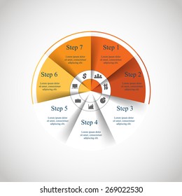 Vector circle infographic. Template for diagram, graph, presentation and chart. Business concept with 7 options, parts, steps or processes. 