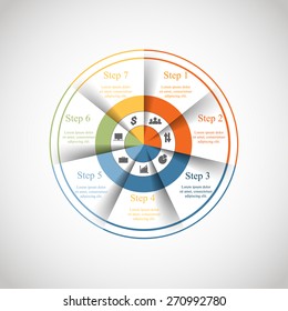 Vector circle infographic. Template for diagram, graph, presentation and chart. Business concept with 7 options, parts, steps or processes. 