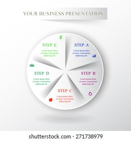 Vector circle infographic. Template for diagram, graph, presentation and chart with 5 options, parts, steps or processes. 