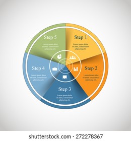 Vector circle infographic. Template for diagram, graph, presentation and chart. Business concept with 5 options, parts, steps or processes. 