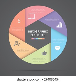 Vector circle infographic. Template for diagram, graph,presentation and chart. Business concept with 6 cyclic options,parts,steps or processes. Abstract background.