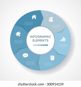 Vector circle infographic. Template for diagram, graph, presentation and chart. 
Business concept with 6 options, parts, steps or processes. Abstract background.