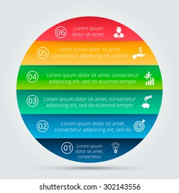 Vector circle for infographic. Template for diagram, graph, presentation and chart. Business concept with 6 options, parts, steps or processes. Abstract background.