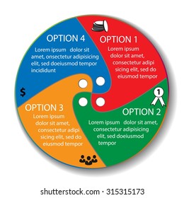 Vector circle infographic. Template for diagram, graph, presentation and chart. Business concept with 4 options, parts, steps or processes. Abstract background.