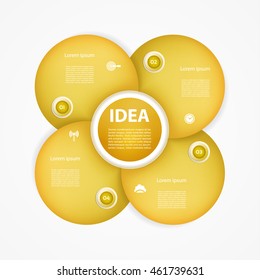 Vector circle infographic. Template for diagram, graph, presentation and chart. Business concept with 4 cyclic options, parts, steps or processes. Abstract background.