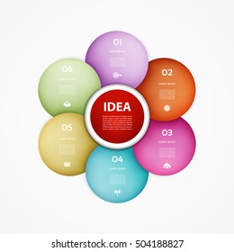 Vector circle infographic. Template for diagram, graph, presentation and chart. Business concept with 6 cyclic options, parts, steps or processes. Abstract background.