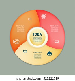 Vector circle infographic. Template for diagram, graph, presentation and chart. Business concept with three options, parts, steps or processes. Abstract background.