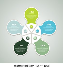 Vector circle infographic. Template for diagram, graph, presentation and chart. Business concept with five options, parts, steps or processes. Abstract background.