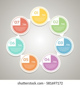 Vector circle infographic. Template for diagram, graph, presentation and chart. Business concept with 7 cyclic options, parts, steps or processes. Abstract background.

