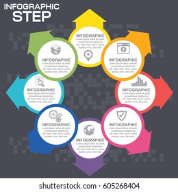 Vector circle infographic. Template for diagram, graph, presentation and chart. Business concept with 8 options, parts, steps or processes. Abstract background.