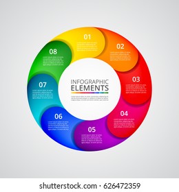 Vector circle infographic. Template for diagram, graph, presentation and chart. Business concept with 8 options, parts, steps or processes.