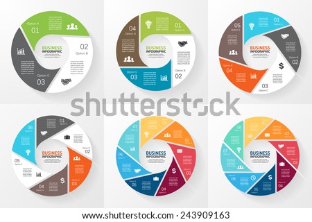 Vector circle infographic. Template for diagram, graph, presentation and chart. Business concept with 3, 4, 5, 6, 7, 8 options, parts, steps or processes. Abstract background.