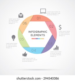 Vector circle infographic. Template for diagram,graph,presentation and chart. Business concept with six options, parts, steps or processes. Abstract background.