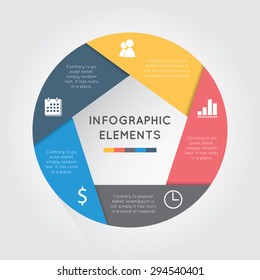 Vector circle infographic. Template for diagram,graph,presentation and chart. 
Business concept with 5 cyclic options, parts, steps or processes. Abstract background.