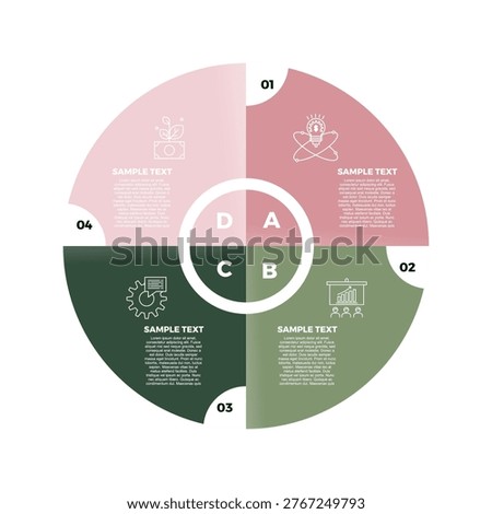 Vector circle infographic template for graphs, charts, diagrams. Pie chart concept with 4 options, parts, steps, processes.
