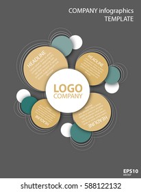 Vector circle infographic template with logo for business, education, presentation, website.