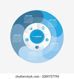 vector circle for infographic template, pie charts blue with 5 steps
