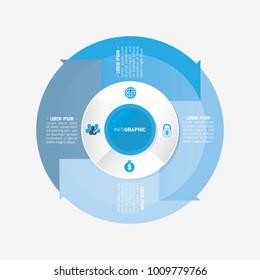 vector circle for infographic template, pie charts blue with 4 steps
