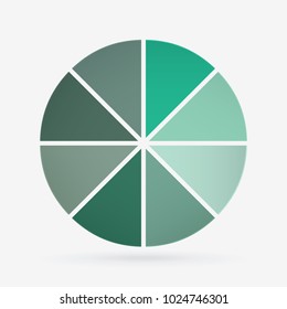 vector circle for infographic template, pie charts green with 8 steps