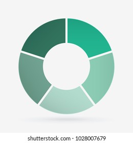 vector circle for infographic template, pie charts green with 5 steps