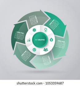 vector circle for infographic template, pie charts green with 6 steps