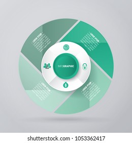 vector circle for infographic template, pie charts green with 4 steps