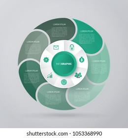 vector circle for infographic template, pie charts green with 7 steps