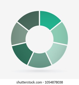 vector circle for infographic template, pie charts green with 7 steps
