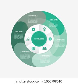 vector circle for infographic template, pie charts green with 6 steps