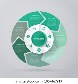 vector circle for infographic template, pie charts green with 7 steps