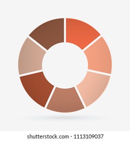 vector circle for infographic template, pie charts orange with 7 steps