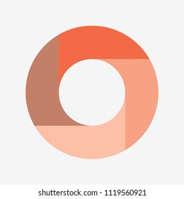 vector circle for infographic template, pie charts orange with 4 steps