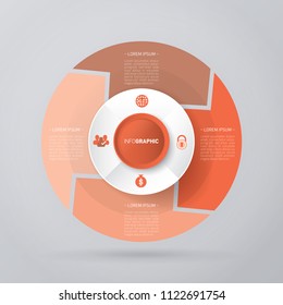 vector circle for infographic template, pie charts orange with 4 steps