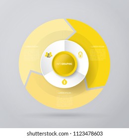 vector circle for infographic template, pie charts yellow with 3 steps
