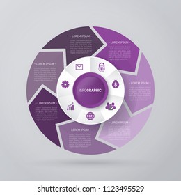 vector circle for infographic template, pie charts purple with 7 steps