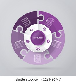 vector circle for infographic template, pie charts purple with 5 steps