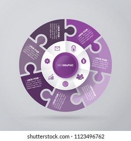vector circle for infographic template, pie charts purple with 7 steps