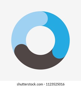 vector circle for infographic template, pie charts blue and black with 3 steps