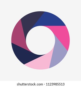 vector circle for infographic template, pie charts pink and blue with 7 steps