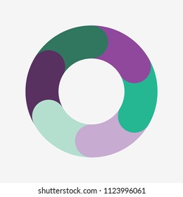 vector circle for infographic template, pie charts green and purple with 6 steps