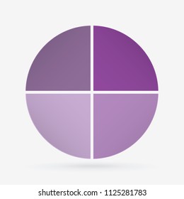 vector circle for infographic template, pie charts purple with 4 steps