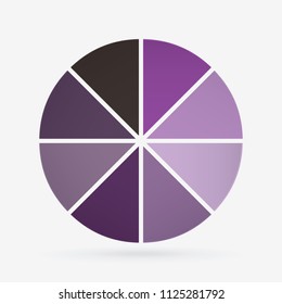 vector circle for infographic template, pie charts purple with 8 steps