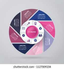vector circle for infographic template, pie charts pink and blue with 8 steps