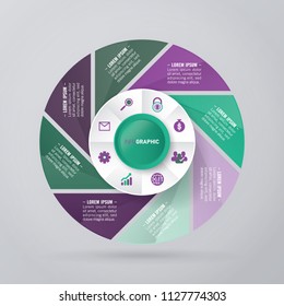 vector circle for infographic template, pie charts green and purple with 8 steps